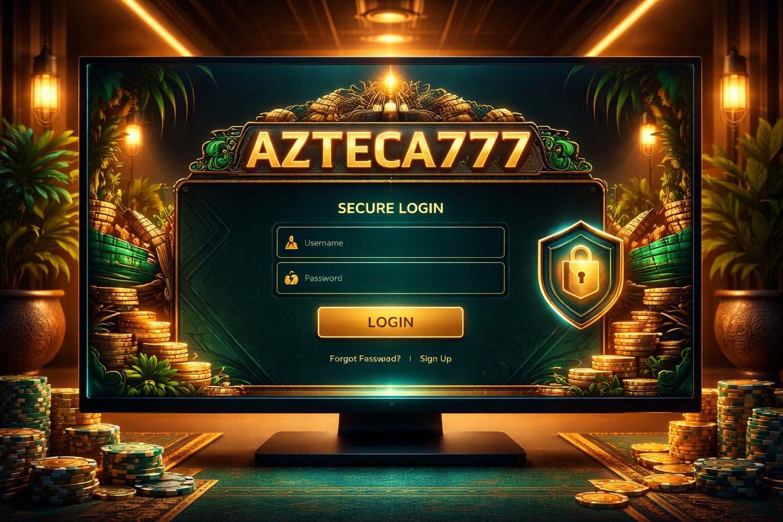 Pantalla de acceso seguro a la cuenta AZTECA777 para usuarios en México